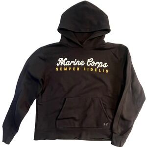 Under Armour Marine Corps Hoodie Black Semper Fidelis Fleece Medium